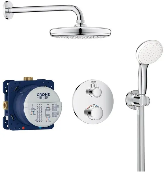 Grohe Grohtherm -suihkusarja Tempesta 210:llä, kromi