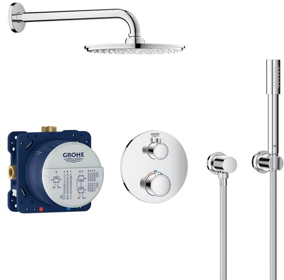 Grohe Grohtherm -suihkusarja Rainshower Cosmopolitan 210:llä, kromi