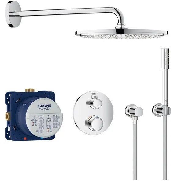 Grohe Grohtherm -suihkusarja, jossa on Rainshower Cosmopolitan 310 -suihkupää, kromi